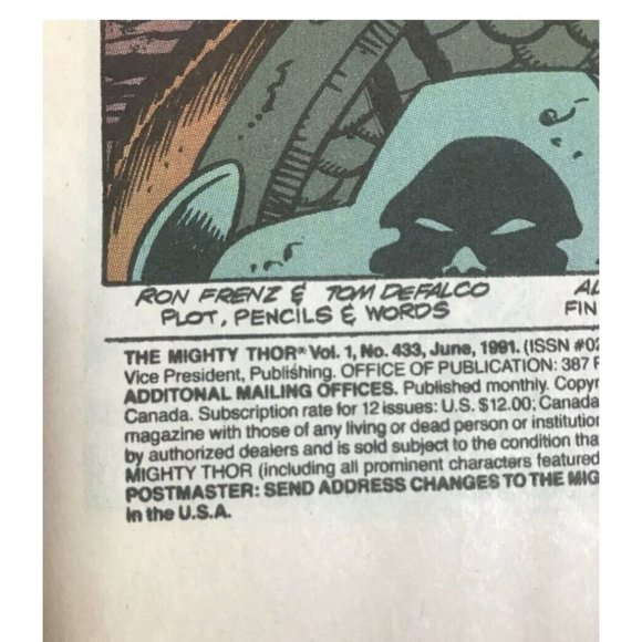Comic #433 Marvel 1991 ERIC MASTERSON BECOMES NEW THOR Signed by Ron Frenz - Picture 4 of 10